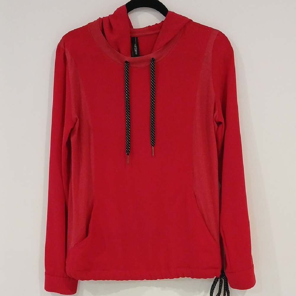 Marc Cain Red Hooded Pullover Sweatshirt